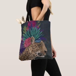 Tote Bag Leopard avec tête tropicale