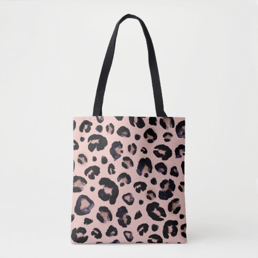 Tote Bag Léopard De Neige, Texture Dessinée À La Main. (Devant)