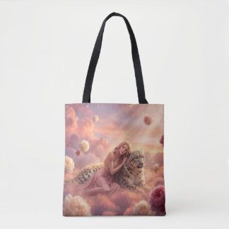 Tote Bag Léopard des neiges enchanteur et femme dans les nu
