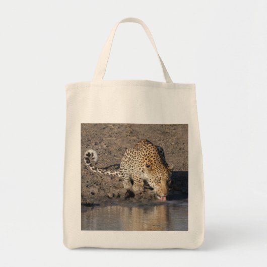 TOTE BAG LEOPARD DRINKING CLOSE-UP (Devant)