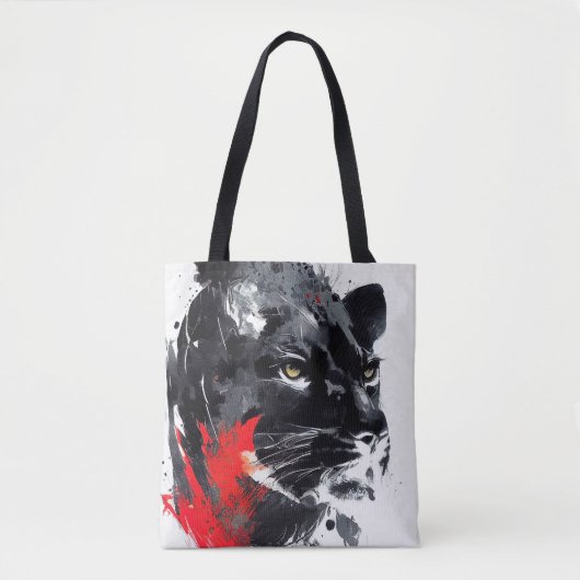 Tote Bag Leopard Panther Wild Nature Free Spirit Art Brush (Devant)
