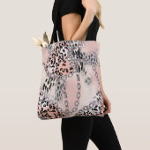 Tote Bag Leopard pattern, flowers, chain, roses (De près)
