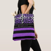 Tote Bag Léopard pourpre et Parties scintillant pourpre noi (De près)