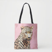Tote Bag Léopard sauvage or et rose (Devant)