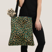 Tote Bag Léopard turquoise animalier (De près)