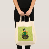 Tote Bag Leprechaun de dessin dans une casserole d'or tenan (Devant (produit))