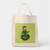 Tote Bag Leprechaun de dessin dans une casserole d'or tenan (Devant)