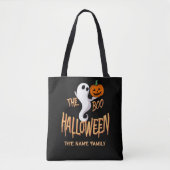 Tote Bag L'équipage Boo Halloween Black Orange - Nom de fam (Devant)