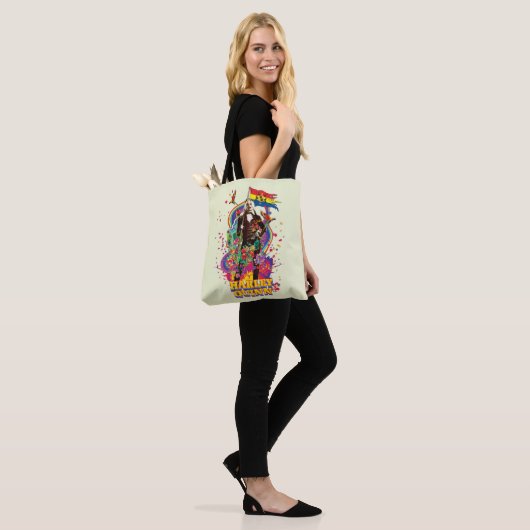 Tote Bag L'équipe du suicide | Harley Quinn Flowers & Rainb (Sur le modèle)