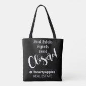 Tote Bag les agents immobiliers ont besoin de fermeture ope (Dos)