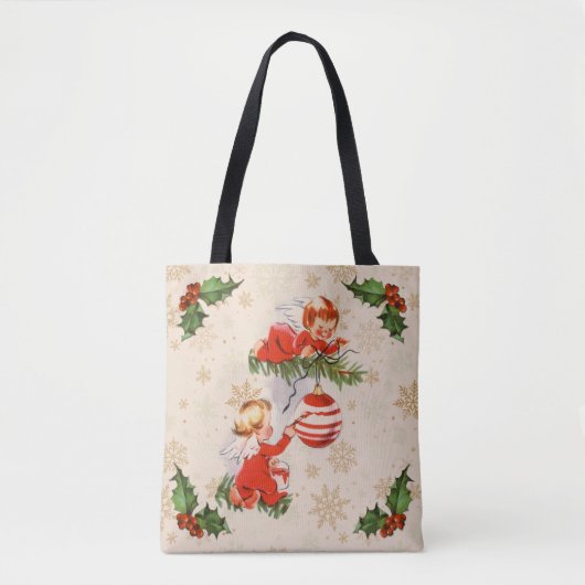 Tote Bag Les anges décorant l'arbre de Noël (Devant)