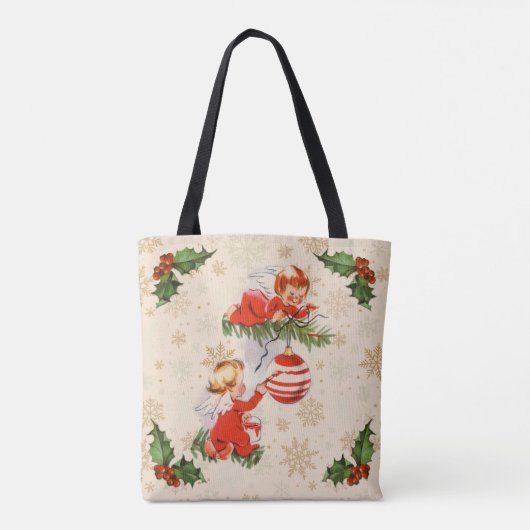 Tote Bag Les anges décorant l'arbre de Noël (Dos)