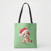Tote Bag Les animaux mignons chiot d'hiver Chien Père Noël (Devant)