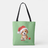 Tote Bag Les animaux mignons chiot d'hiver Chien Père Noël (Dos)