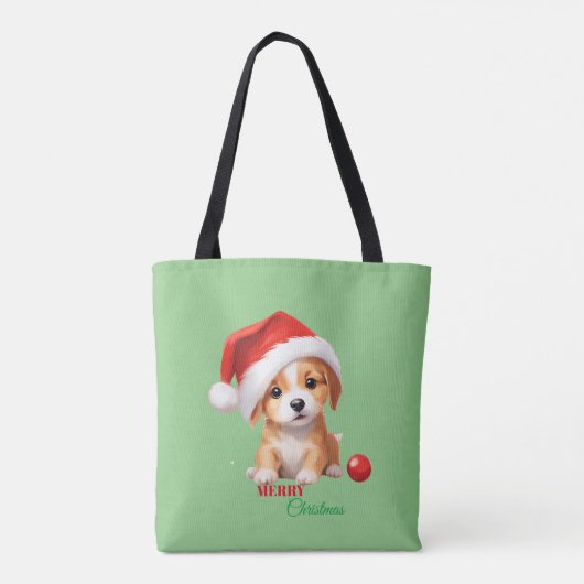 Tote Bag Les animaux mignons chiot d'hiver Chien Père Noël  (Dos)