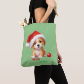 Tote Bag Les animaux mignons chiot d'hiver Chien Père Noël (De près)