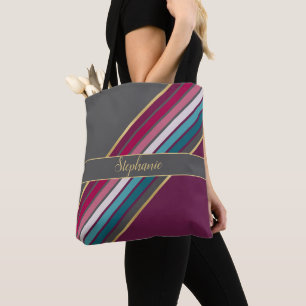 Tote Bag Les années 70 rétro Gris et Gris violets inspirés