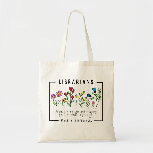 Tote Bag Les bibliothécaires font la différence & citation  (Devant)