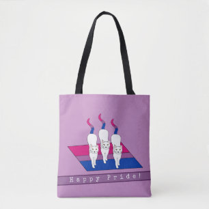 Tote Bag Les chats de la Fierté Heureux avec le drapeau de