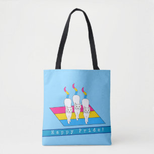 Tote Bag Les chats de la Fierté joyeux avec un drapeau tran