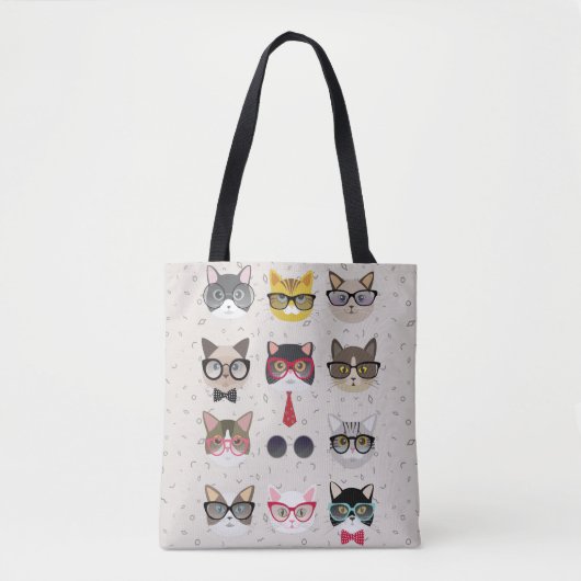 Tote Bag Les chats drôles avec des verres tout plus de - (Devant)