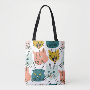 Tote Bag Les chats font face à un Motif Vintage amusant.
