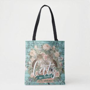 Tote Bag Les chats sont des fleurs Art botanique cottagecor
