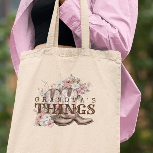 Tote Bag Les choses de grand-mère Bottes de cowboy Occident