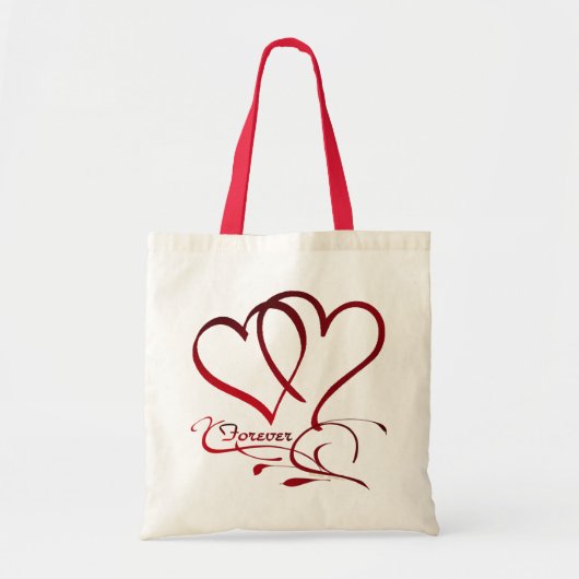 Tote Bag Les Coeurs Forever rouge sur blanc (Devant)