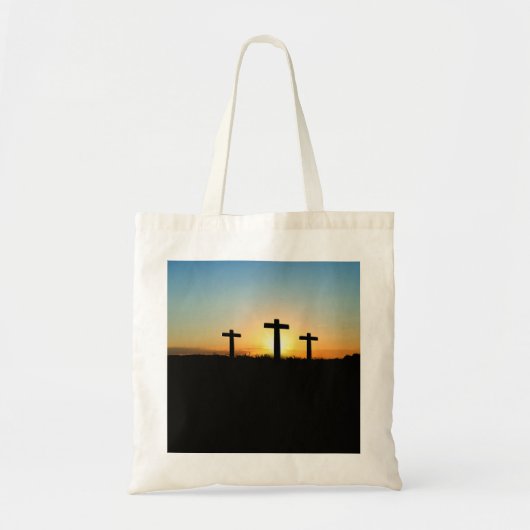 Tote Bag Les croix de crucifixion au coucher du soleil (Devant)