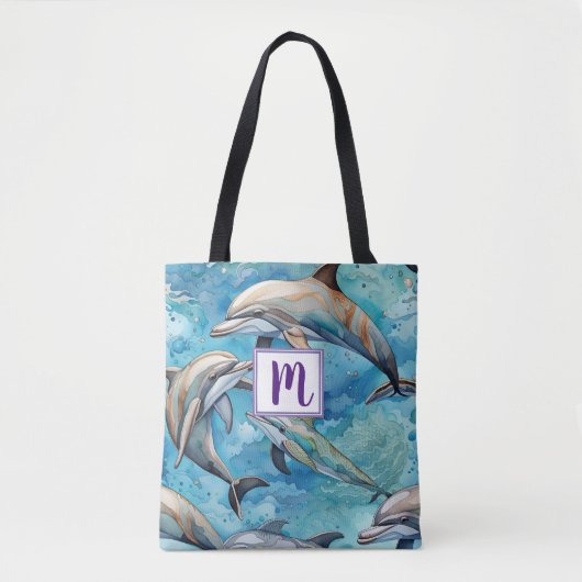 Tote Bag Les dauphins nageant dans la mer (Devant)