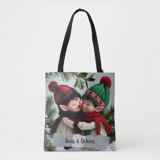 Tote Bag Les Elfes S'Enlacent Sous Le Gui (Devant)