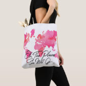 Tote Bag Les endroits roses d'aquarelle elle ira carte du (De près)