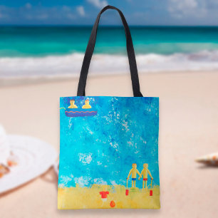Tote Bag Les enfants au bord de la mer Plage moderne