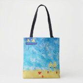 Tote Bag Les enfants au bord de la mer Plage moderne (Devant)