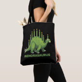 Tote Bag Les fans juifs de Hanoukka Dinosaur Menorah Jew Di (De près)