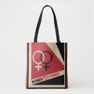 Tote Bag Les femmes féministes sont noir rouge du pouvoir