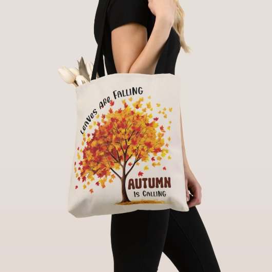 Tote Bag Les feuilles Tournent, L'Automne Appelle - Chaud A (De près)
