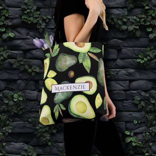 Tote Bag Les fleurs d'Avocado | Motif de fruits rustiques v