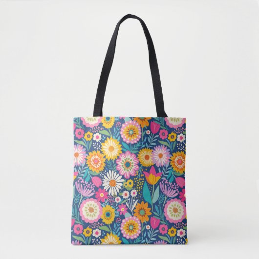 Tote Bag Les fleurs joyeux (Devant)