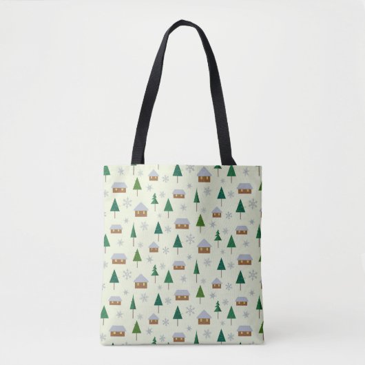 Tote Bag Les flocons de neige et les sapins (Devant)