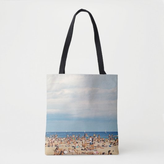 Tote Bag Les gens sur la plage de sable brun (Devant)