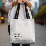 Tote Bag Les grands artistes volent noir et blanc<br><div class="desc">Les grands artistes volent le sac fourre-tout. Le design minimaliste se démarque de la foule. Vous pouvez modifier la couleur du type et ajouter votre propre libellé.</div>