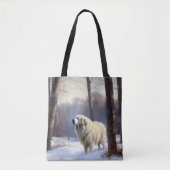 Tote Bag Les Grands Pyrénées Laissent Neige Noël (Devant)