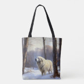 Tote Bag Les Grands Pyrénées Laissent Neige Noël (Dos)