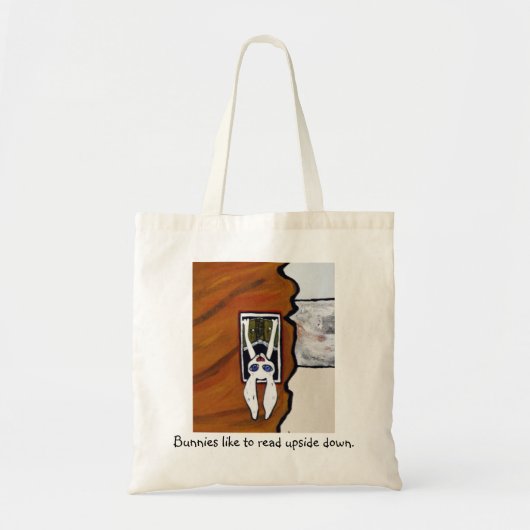 Tote Bag Les lapins aiment lire upside-down. (Devant)