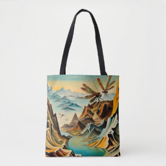 Tote Bag Les libellules au-dessus du paysage préhistorique