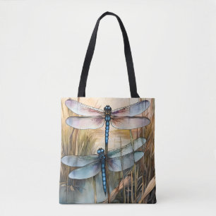 Tote Bag Les libellules parmi les cattails et les roseaux