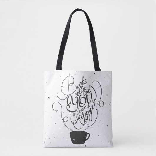 Tote Bag Les livres café et vous me rend heureux (Devant)