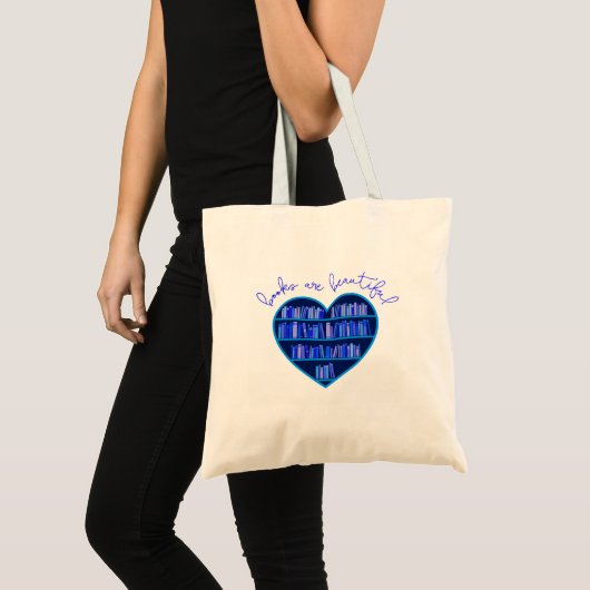 Tote Bag "Les livres sont beaux" bibliothèque en forme de c (Devant (produit))